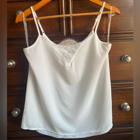 Chocolate Tops - Chocolate White Lace Accent Camisole